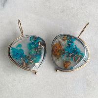 Chrysocolla in Quartz with Native Copper Earrings